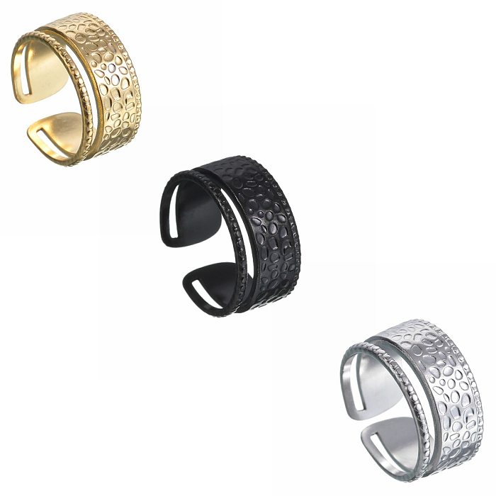 Simple Style Double Ring Titanium Steel Plating Hollow Out Open Ring
