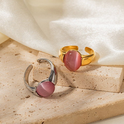 Anéis abertos banhados a ouro elegante da opala 18K do chapeamento de aço inoxidável da cor sólida
