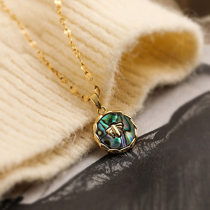 Collier pendentif en plaqué or 18 carats, Style Vintage, Style Simple, étoile de trajet, abeille, placage de cuivre, coquille en Zircon