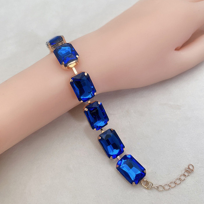 Exaggerated Colorful Copper Inlay Artificial Crystal Bracelets