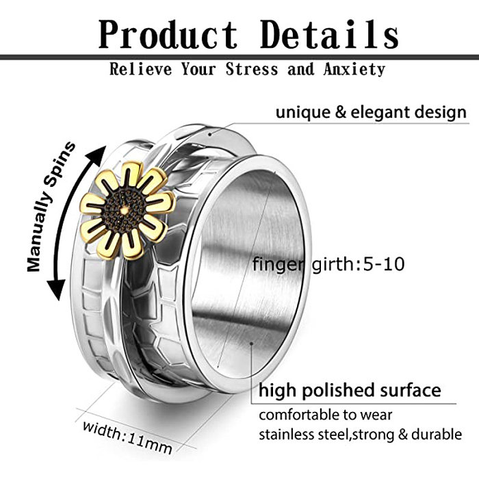 Mode-Blumen-Titan-Stahl-Überzug-Ringe