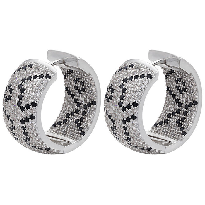 Micro-inlaid Zircon Leopard Print Heart Pattern Geometric Copper Earrings