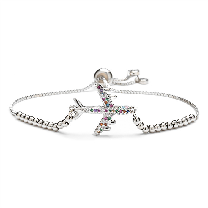 Bracelets en Zircon avec incrustation de cuivre, couronne en forme de cœur brillant, avion, 1 pièce