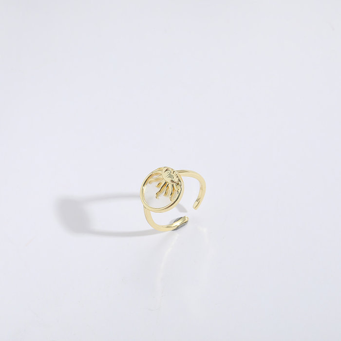 2 Pieces Fashion Sun Moon Copper Plating Zircon Open Ring