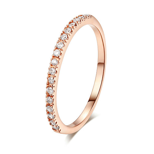 Simple Style Geometric Copper Inlay Zircon Rings 1 Piece