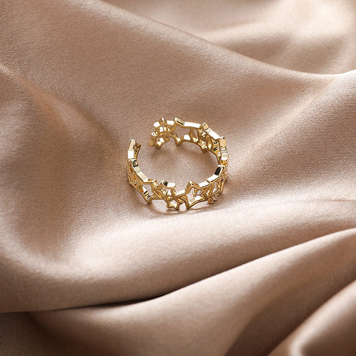 Anillo de estrella Retro con microincrustaciones, estrella de cinco puntas, anillo de dedo índice a la moda, anillo de apertura al por mayor