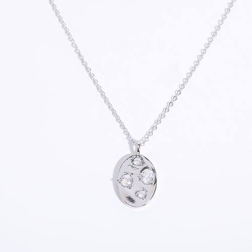 Simple Style Oval Copper Plating Inlay Zircon 18K Gold Plated Pendant Necklace