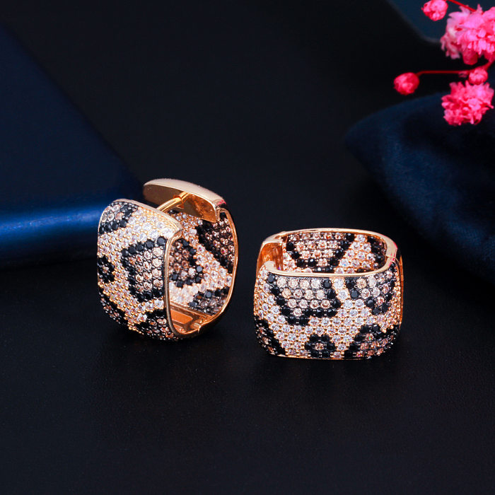 1 Pair Casual Elegant Rock Snakeskin Plating Inlay Copper Zircon Rose Gold Plated White Gold Plated Rhodium Plated Ear Studs