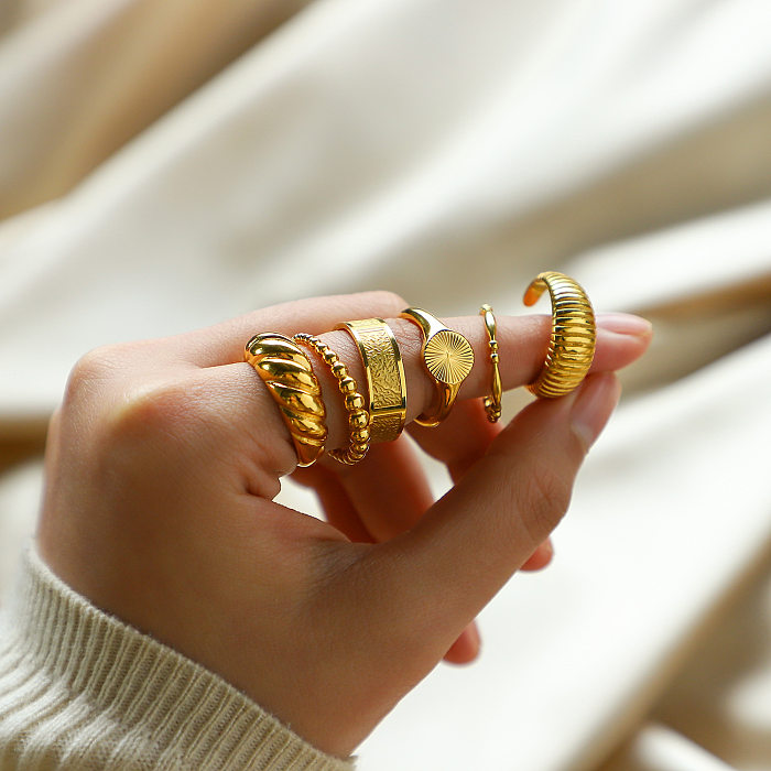 أزياء نمط جديد خاتم الفولاذ المقاوم للصدأ مطلي بالذهب