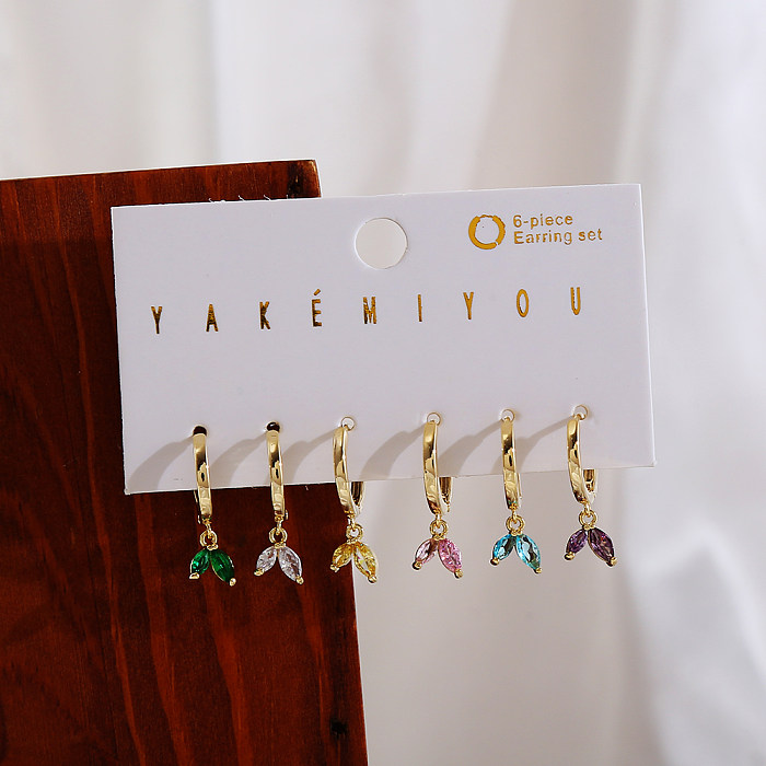 Casual Heart Shape Copper Plating Inlay Zircon 14K Gold Plated Drop Earrings Earrings