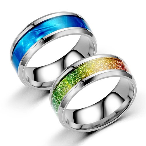 Atacado moda titânio aço micro-incrustado gotejamento óleo casal anel jóias