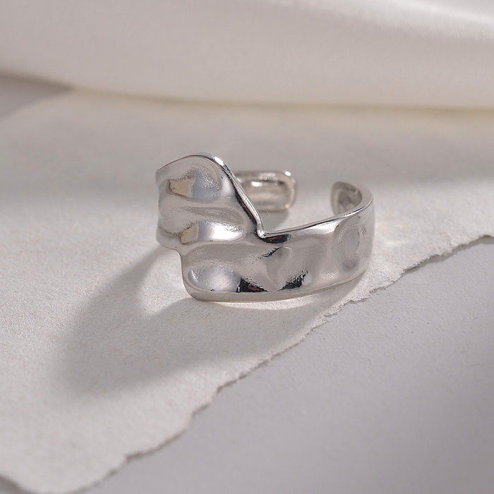 Simple Style Irregular Titanium Steel Plating Open Ring