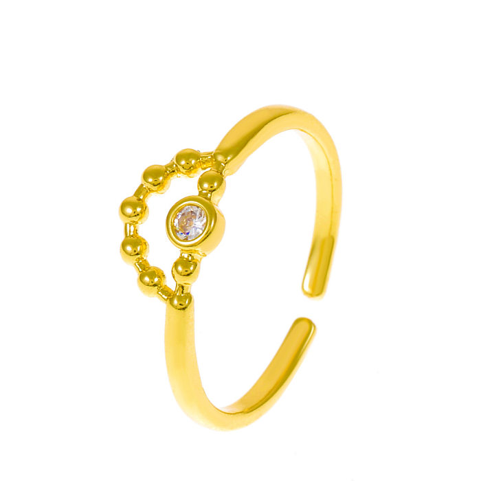 Moda simples anel em forma de coração estrela lua coroa geométrica dedo indicador aberto strass anel de cobre