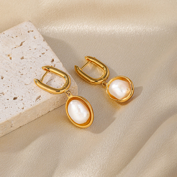 Ensemble de bijoux plaqué or 18 carats, élégant et luxueux, avec incrustation de cuivre de couleur unie, perle d'eau douce