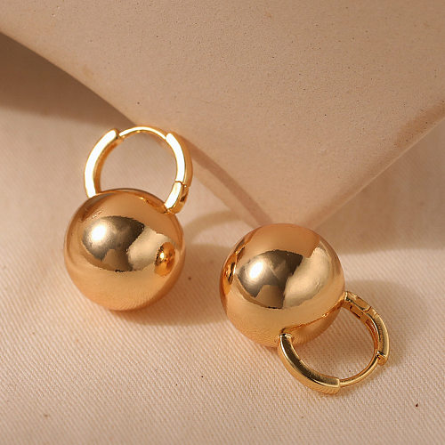 1 Paar IG Style Simple Style Runde, einfarbige Kupfer-Ohrringe mit 18-Karat-Vergoldung