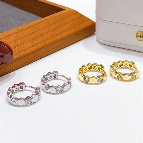 Fashion Solid Color Copper Plating Inlay Zircon Hoop Earrings 1 Pair