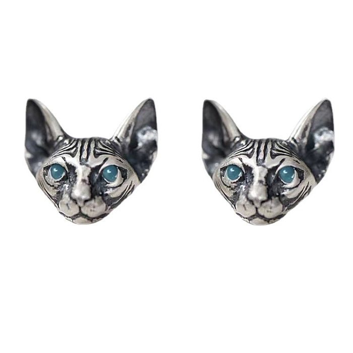 1 Pair IG Style Cool Style Cat Enamel Plating Copper Ear Studs