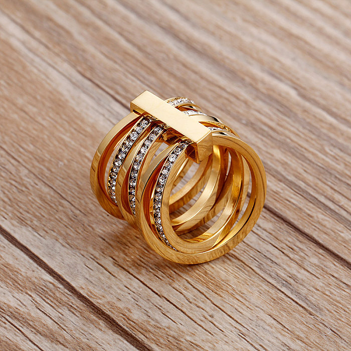 European And American Geometric Personality Stainless Steel Multi-layer Ring