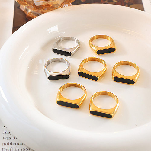 1 Piece Retro Geometric Titanium Steel Plating Rings