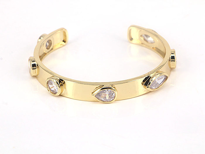 New Creative Open Bracelet Copper-plated Real Gold Micro-inlaid Color White Zircon Bracelet