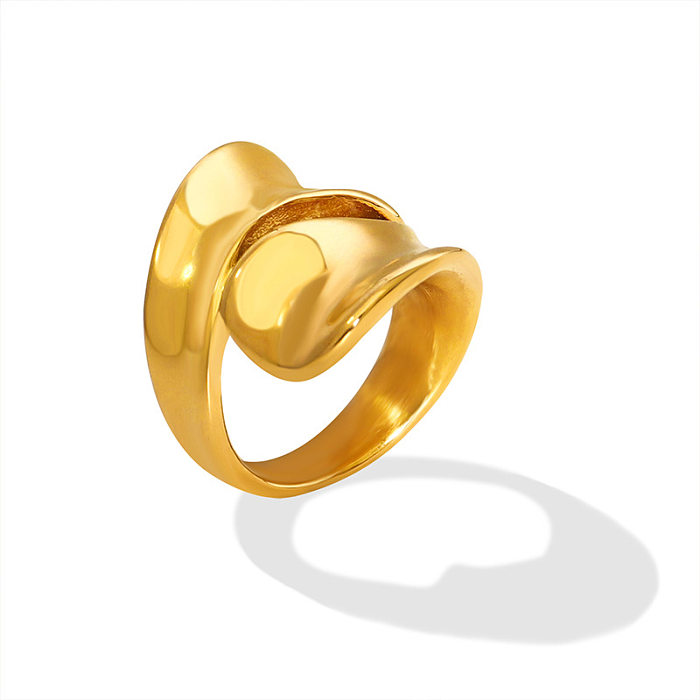 Bague creuse exagérée pour femme, en acier titane, en or véritable 18K, nouvelle collection