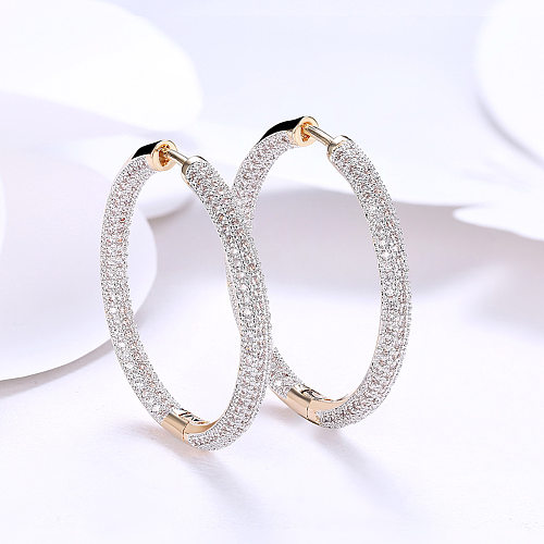 Simple Style Circle Brass Plating Zircon Earrings 1 Pair