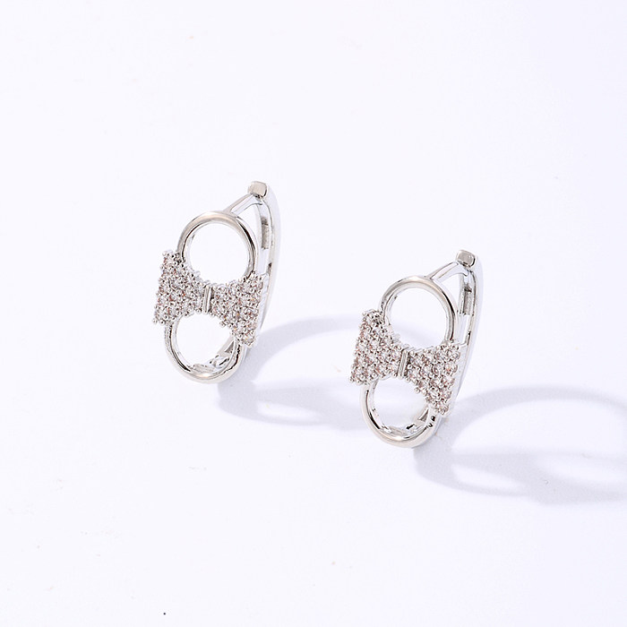 1 Pair Casual Simple Style Solid Color Plating Inlay Copper Zircon White Gold Plated Gold Plated Hoop Earrings