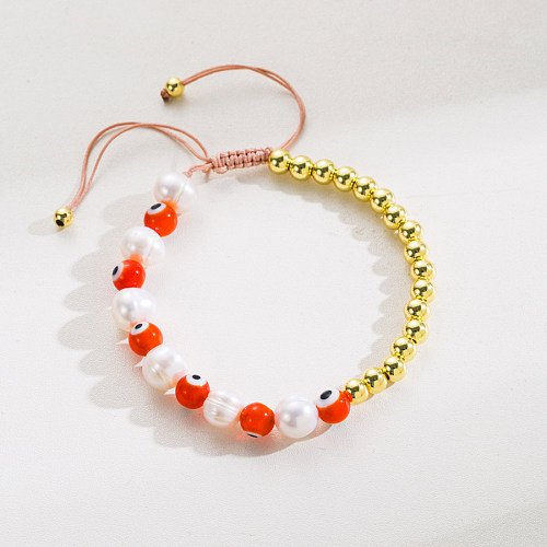 1 Piece Fashion Devil'S Eye Rope Copper Beaded Enamel Plating Bracelets