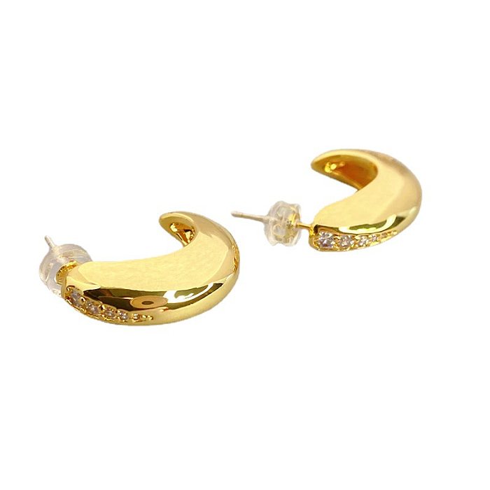 1 par de pendientes de cobre chapados geométricos para mujer