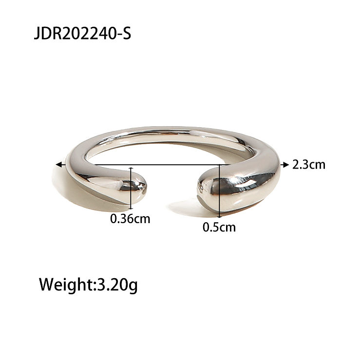 Modischer offener Ring mit geometrischer, einfarbiger Edelstahlbeschichtung, 1 Stück