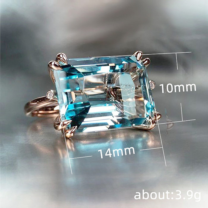 Simple Style Square Copper Inlay Zircon Rings 1 Piece