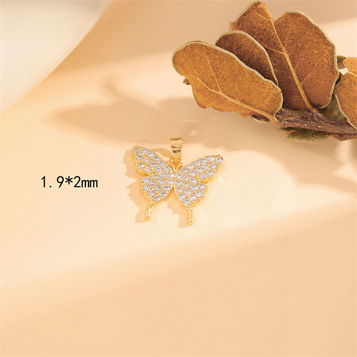 Cute Handmade Shiny Sunflower Leaves Heart Shape Brass 18K Gold Plated Zircon Charms In Bulk