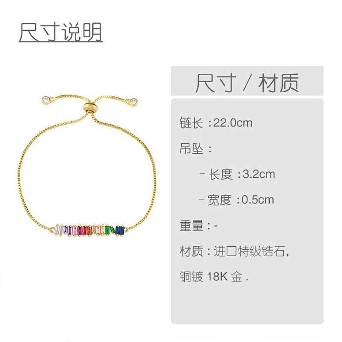 Simple Style Geometric Copper Zircon 18K Gold Plated Bracelets