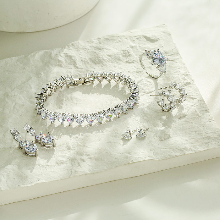 Modische Herz-Kupfer-Diamant-Halskette