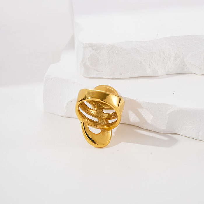 Atacado estilo moderno estilo simples em forma de S anéis banhados a ouro com revestimento de aço inoxidável