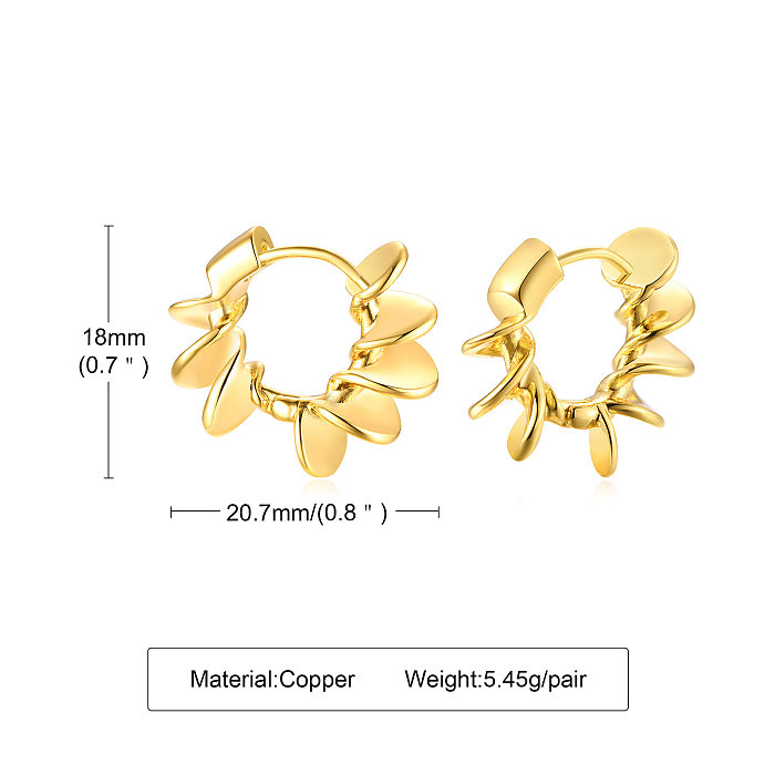 1 Pair Casual Vacation Classic Style Spiral Stripe Plating Brass Gold Plated Earrings