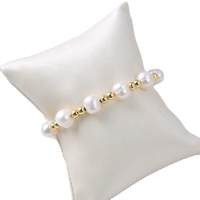 Fashion Heart Shape Pearl Copper Knitting Plating Bracelets 1 Piece 3 Pieces