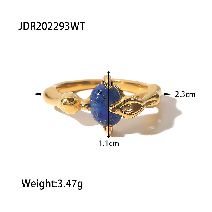 INS Style Oval Stainless Steel Inlay Gem Rings 1 Piece