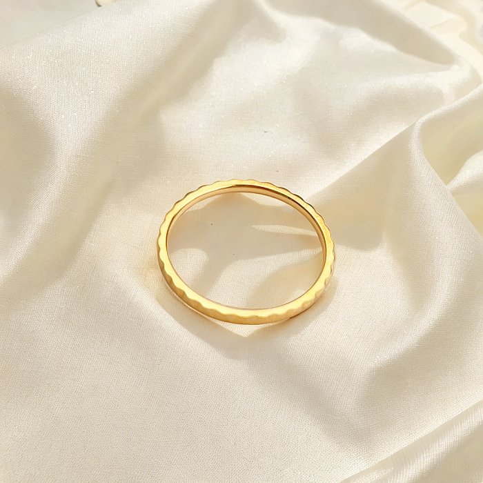 Classical Handmade Romantic Gear Stainless Steel Asymmetrical Plating Pleated 18K Gold Plated Rings