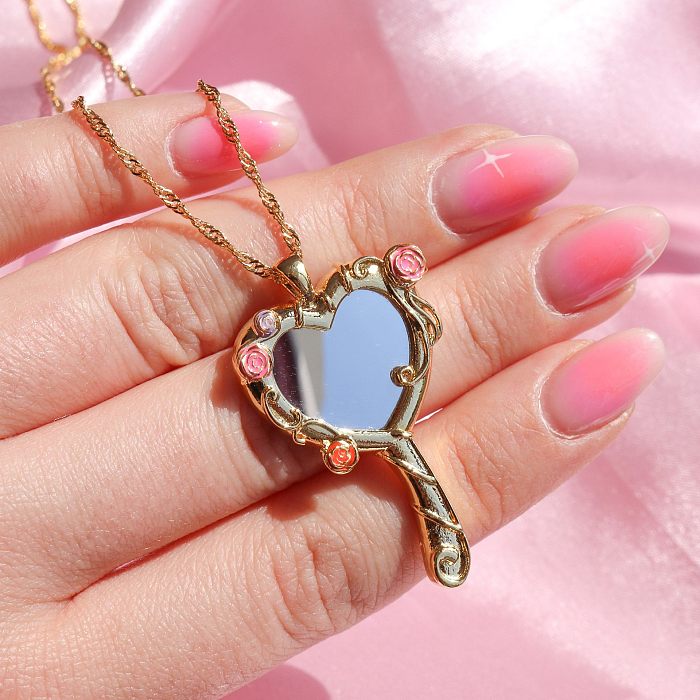 Cute Heart Shape Copper Plating 18K Gold Plated Pendant Necklace