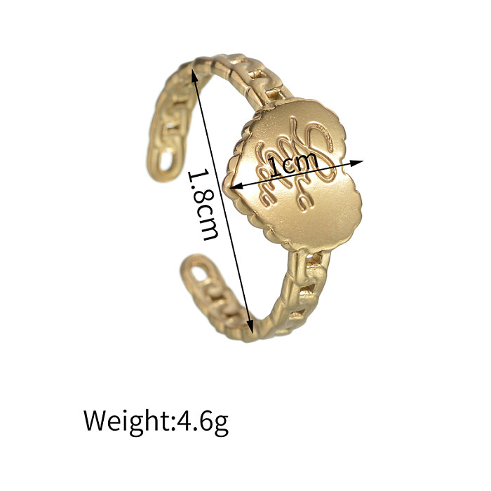 Casual Simple Style Letter Heart Shape Stainless Steel 14K Gold Plated Open Rings In Bulk