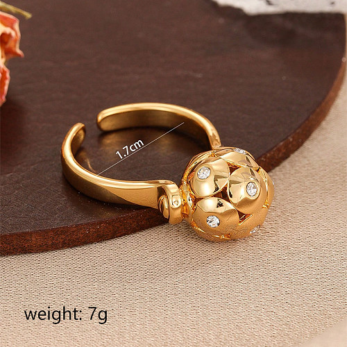 Commute Ball Copper Inlay Zircon Open Rings