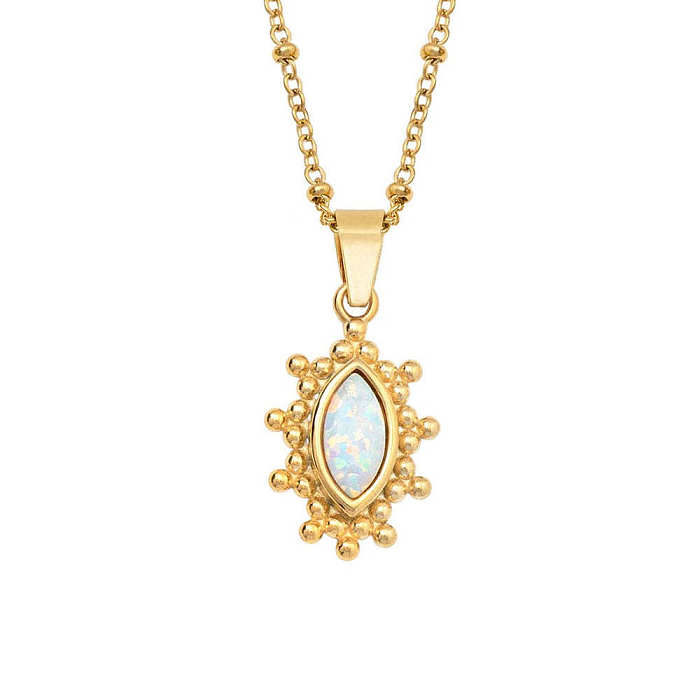 Retro Devil'S Eye Titanium Steel Copper Plating Inlay Opal 18K Gold Plated Pendant Necklace
