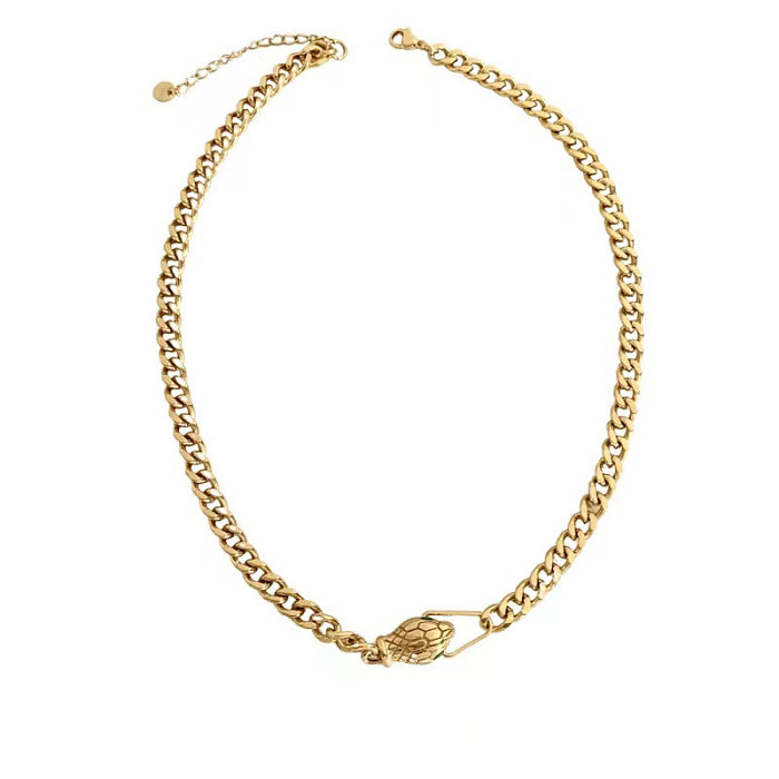 Modische Schlangen-Armband-Halskette aus Edelstahl mit künstlichen Edelsteinen