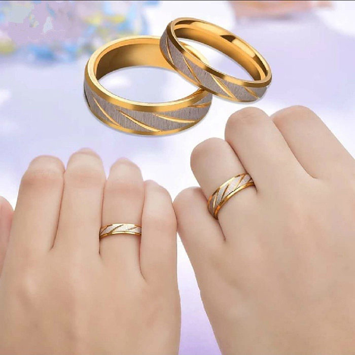 Fashion Golden Slash Stainless Steel Ring Wholesale jewelry