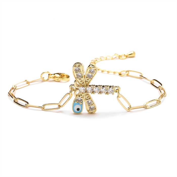 Simple Style Dragonfly Copper Inlay Zircon Bracelets