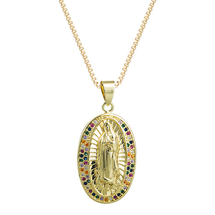 Fashion Copper Micro-set Zircon Virgin Mary Pendant Necklace