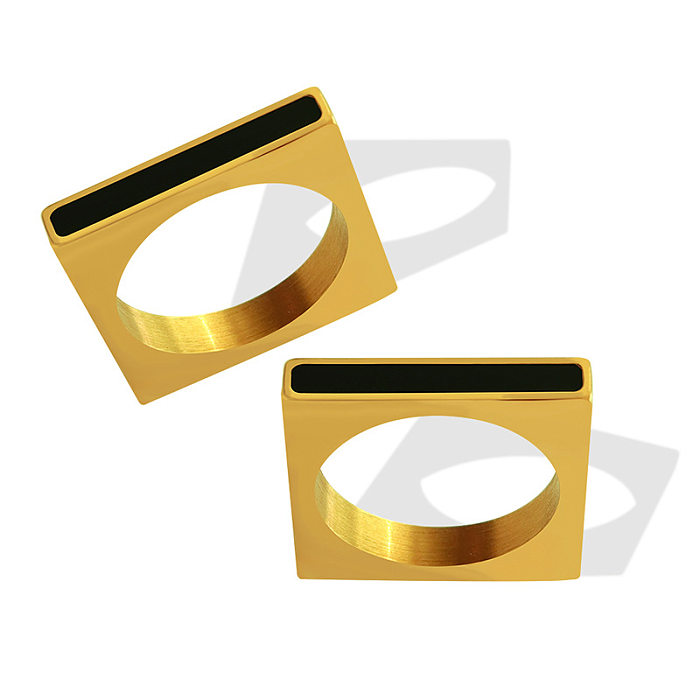 Geometric Acrylic Square Ring Stainless Steel Golden Ring