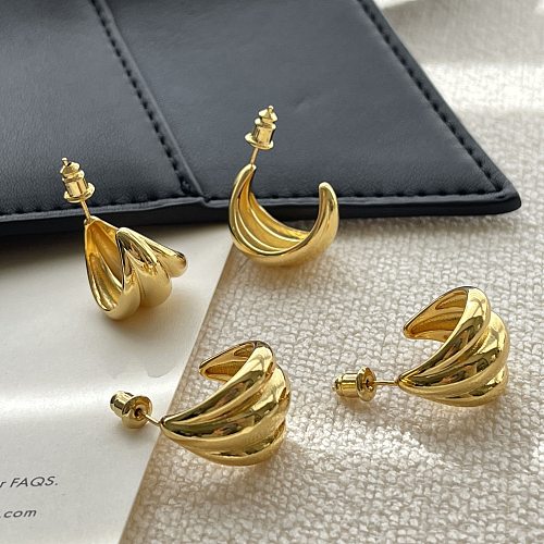 1 Paar Streetwear-Ohrringe aus Kupfer mit geometrischer Beschichtung