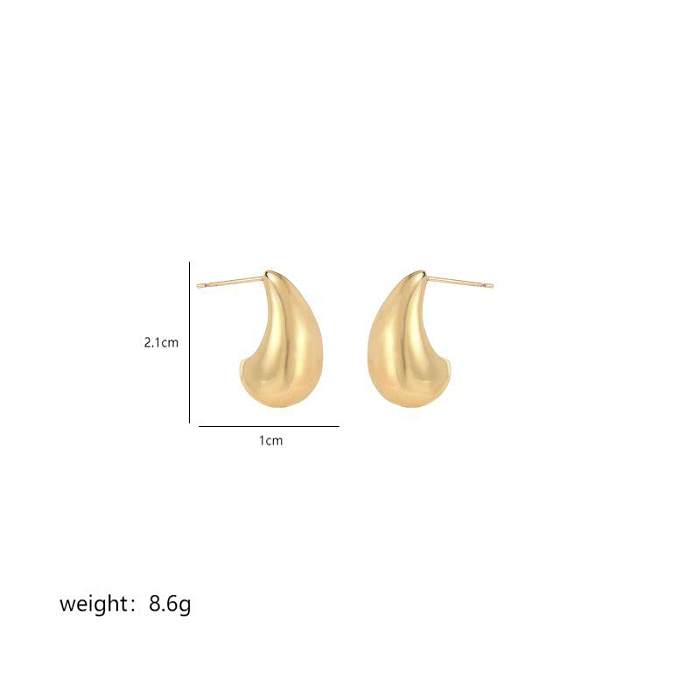 1 Pair Simple Style Water Droplets Polishing Plating Copper 18K Gold Plated Ear Studs